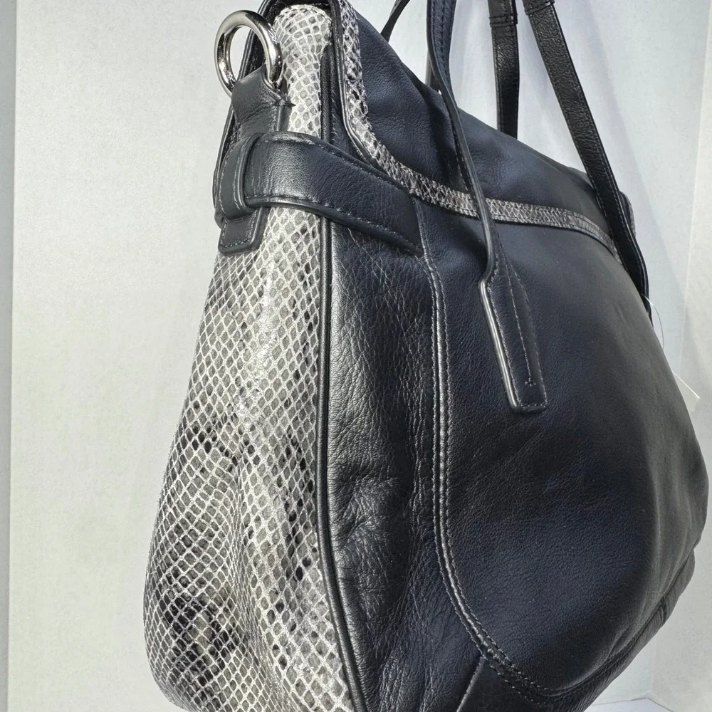 Coach Taylor Marin‎ Satchel Black Leather Snakeskin Tote Bag #A1176-F23301 NWT